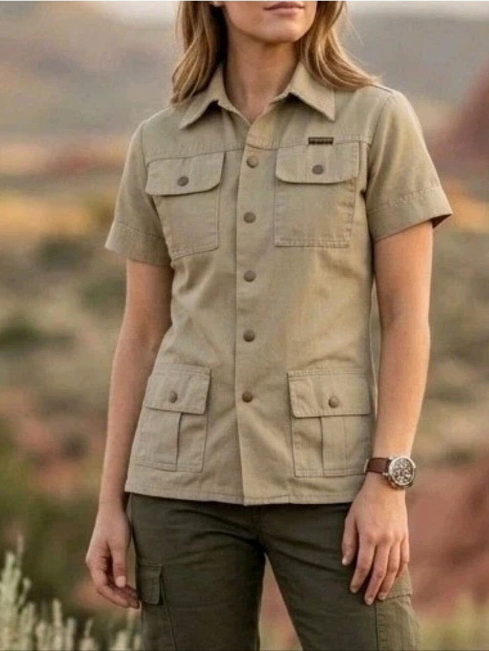 VTG 70s Rare Label WRANGLER L Khaki Safari Shirt Jacket Retro Outdoor Utility